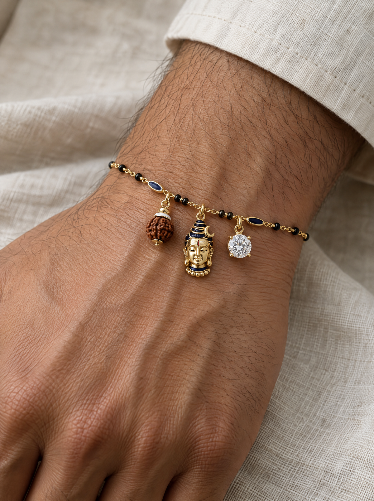 Adiyogi Mahadev Rudraksh Men's Hand Mangalsutra — on-model