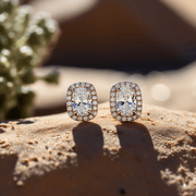 Acesio 3ct Elongated Cushion Halo Lab Diamond Earring - Fiona Diamonds - Fiona Diamonds