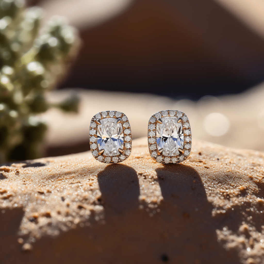 Acesio 3ct Elongated Cushion Halo Lab Diamond Earring - Fiona Diamonds - Fiona Diamonds