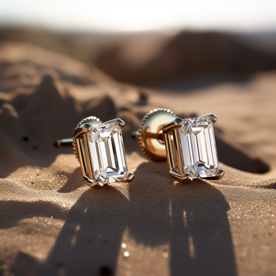 Load image into Gallery viewer, Beaify 0.50 Pointer Emerald Lab Grown Diamond Earrings - Fiona Diamonds - Fiona Diamonds

