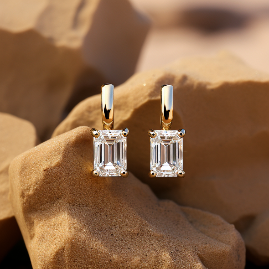 Emerald Lab Diamond Earring - Fiona Diamonds - Fiona Diamonds