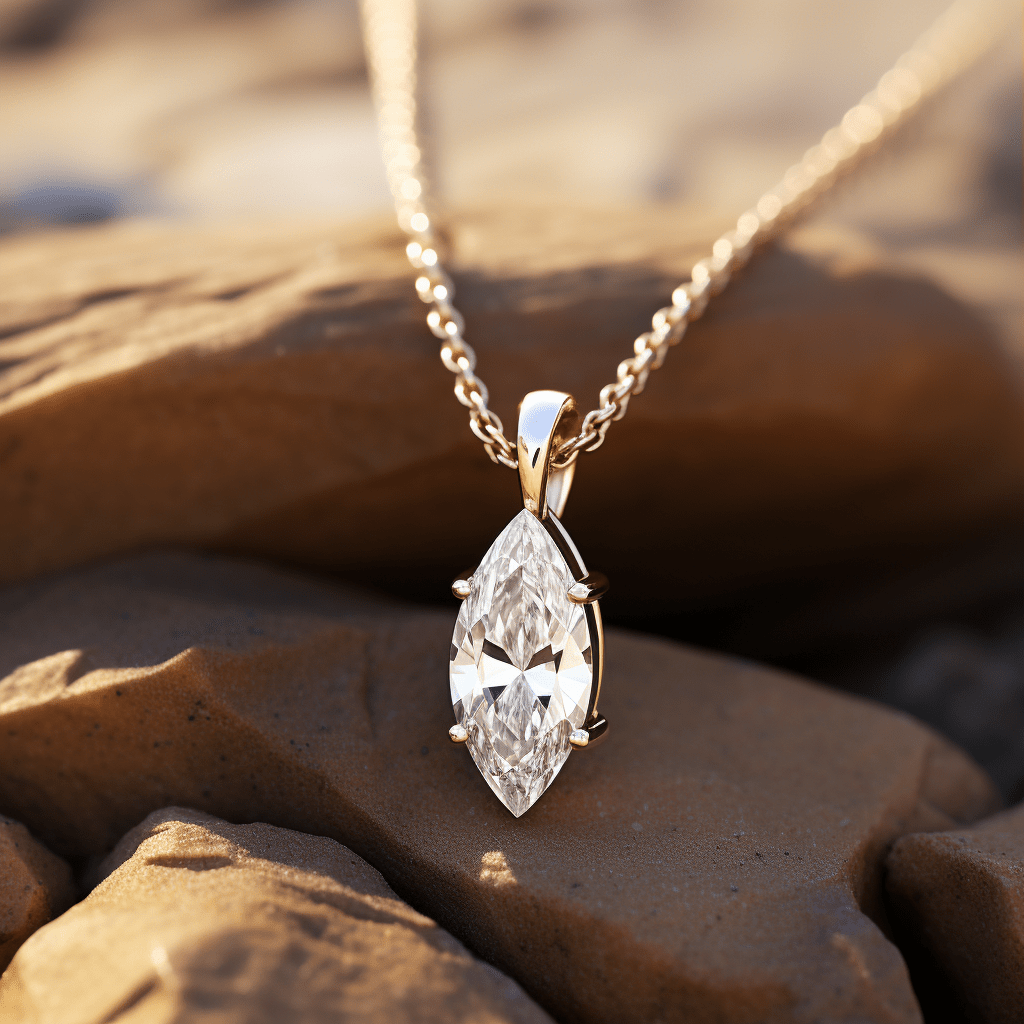 Rock 1.5ct  Marquise Lab Diamond Pendant - Fiona Diamonds - Fiona Diamonds
