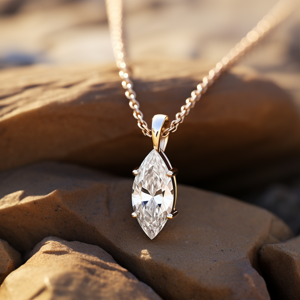 Rock 2ct  Marquise Lab Diamond Pendant - Fiona Diamonds - Fiona Diamonds