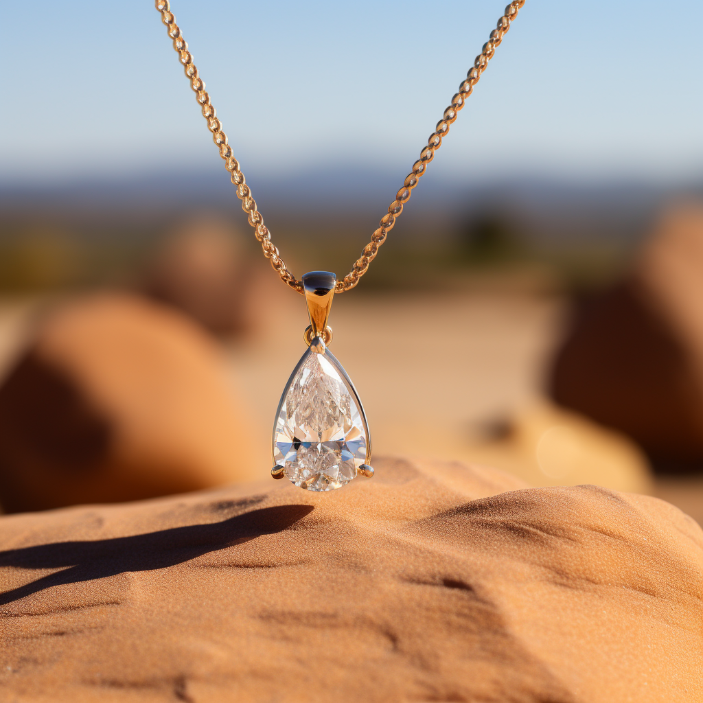 Sary 3ct Pear Lab Diamond Pendant - Fiona Diamonds - Fiona Diamonds