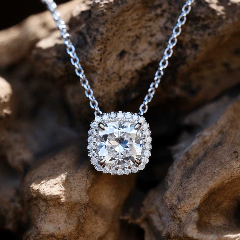 Ross 2.5ct Cushion Halo Lab Diamond Pendant - Fiona Diamonds - Fiona Diamonds