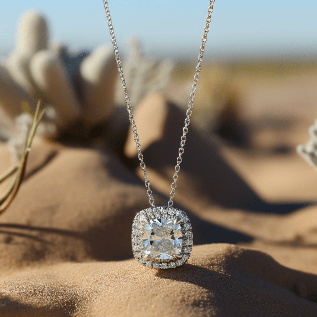 Ross 0.50 Pointer Cushion Halo Lab Diamond Pendant - Fiona Diamonds - Fiona Diamonds