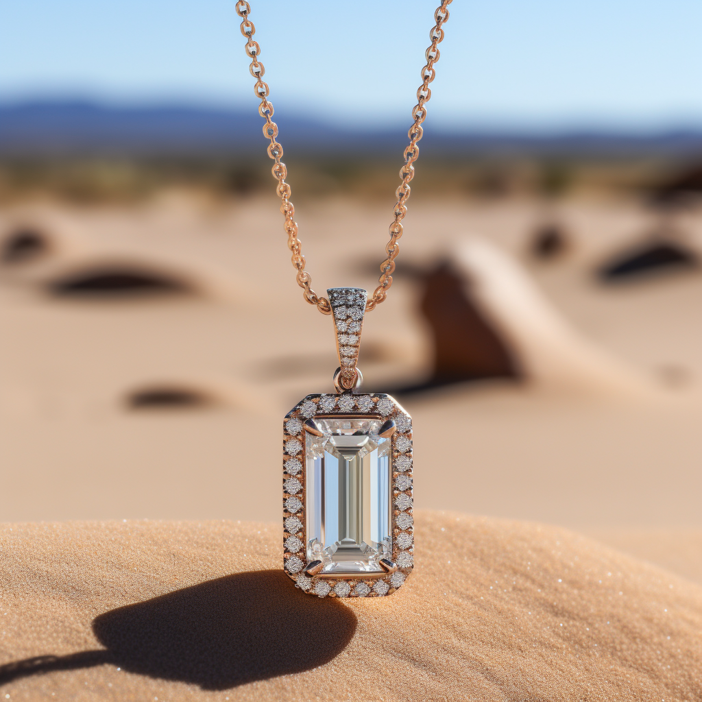 14K White Gold Elegant Halo Diamond Necklace