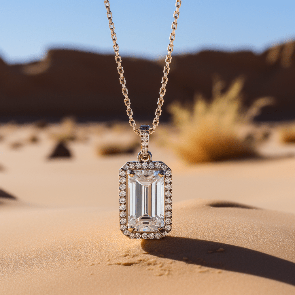 Lapel 0.50 Pointer  Emerald Halo Lab Diamond Pendant - Fiona Diamonds - Fiona Diamonds