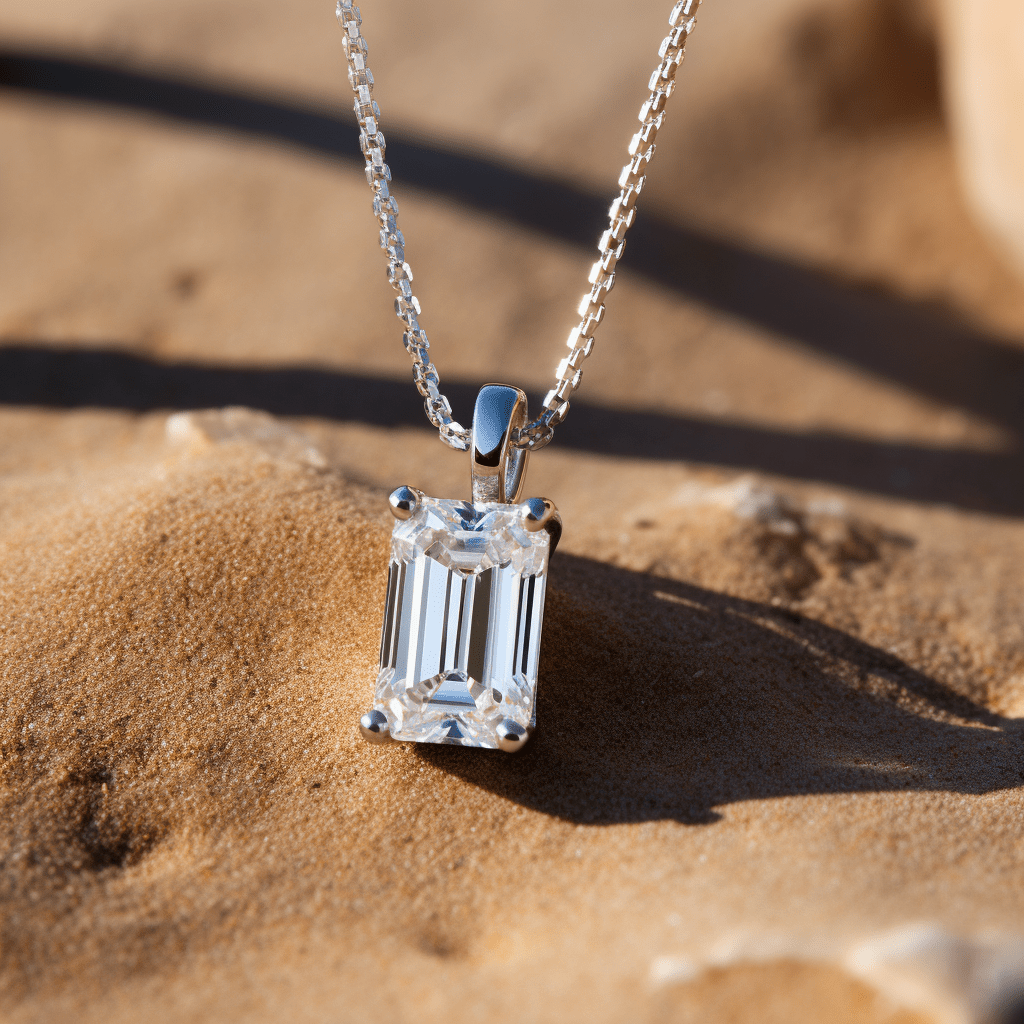 Lape 3ct Emerald Lab Diamond Pendant - Main Image