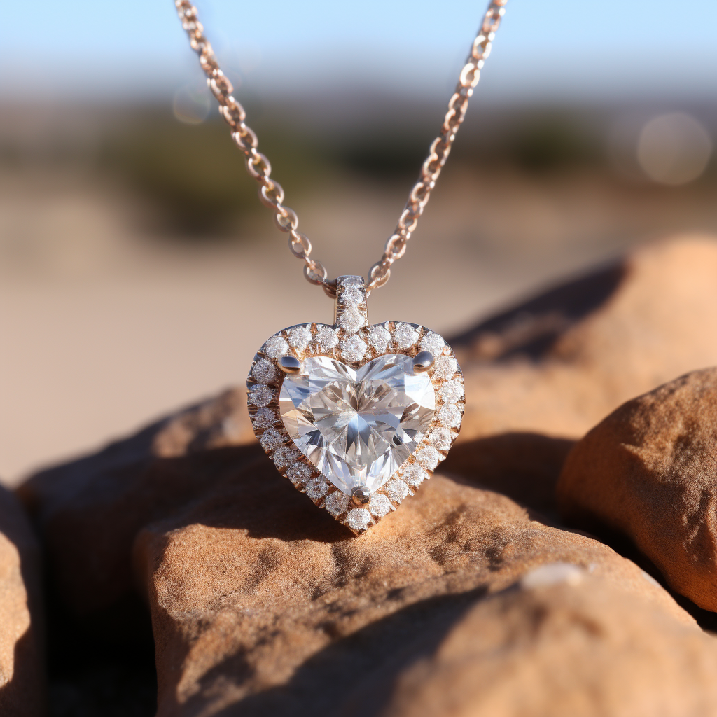 14K White Gold Heart Shape Diamond Solitaire Pendant (Mounting)