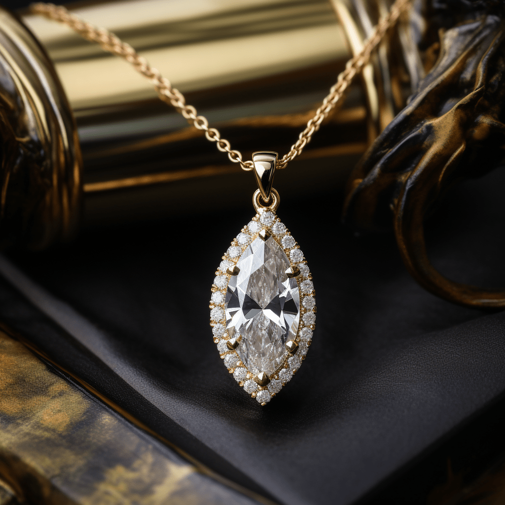 Rome 2.5ct Marquise Halo Lab Diamond Pendant - Fiona Diamonds - Fiona Diamonds