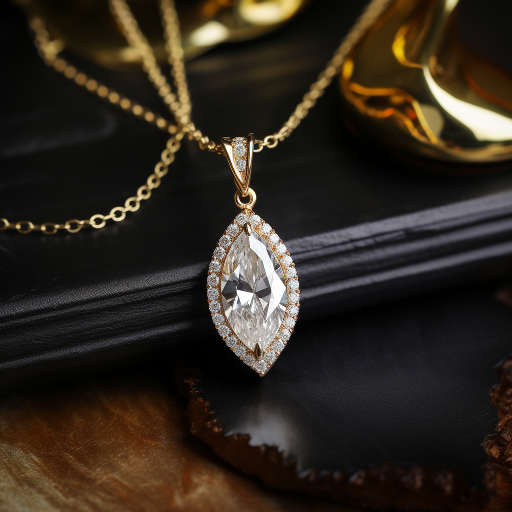 Rome 1ct Marquise Halo Lab Diamond Pendant - Fiona Diamonds - Fiona Diamonds