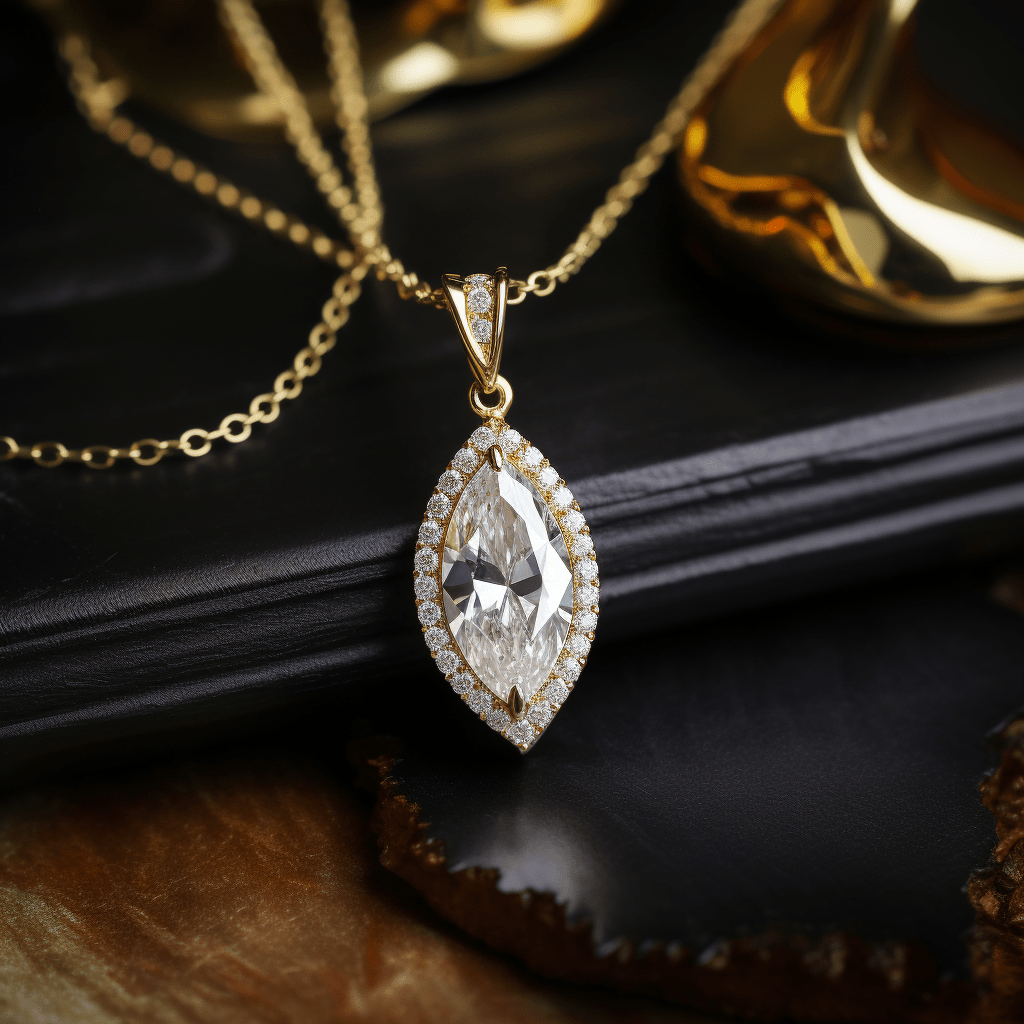 Rome 2ct Marquise Halo Lab Diamond Pendant - Fiona Diamonds - Fiona Diamonds