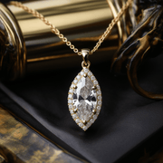 Rome 3ct Marquise Halo Lab Diamond Pendant - Fiona Diamonds - Fiona Diamonds