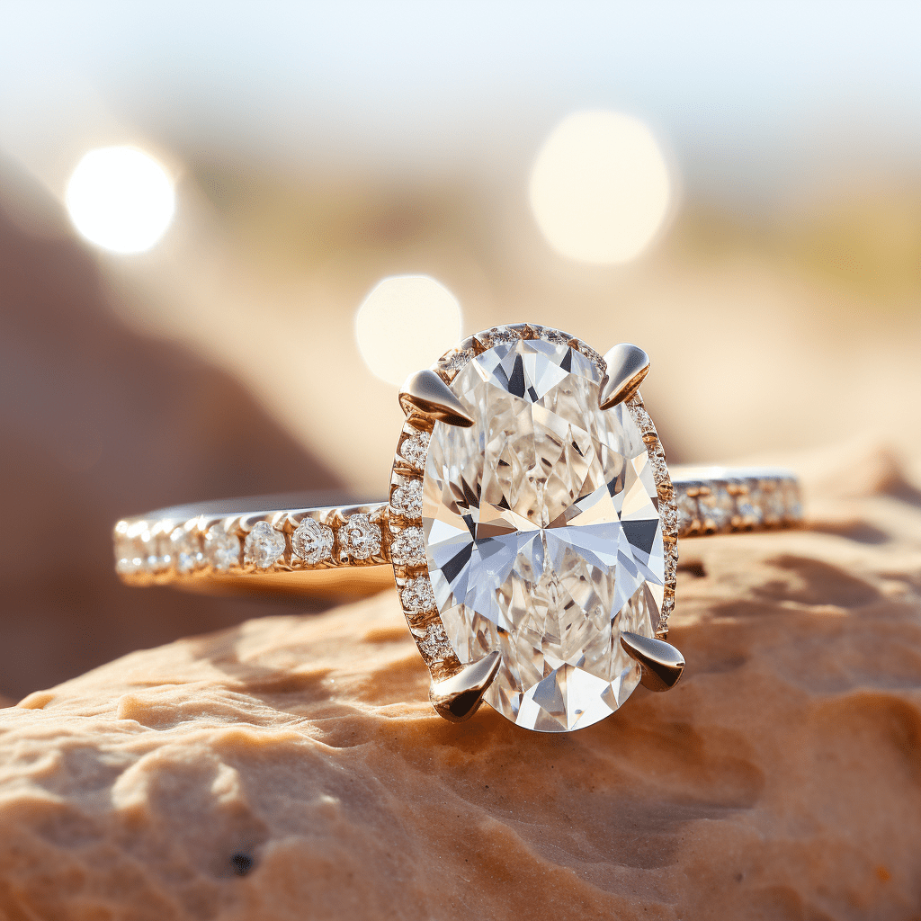 Serenetic 3.5ct Elongated Oval Halo Lab Diamond Ring - Fiona Diamonds - Fiona Diamonds