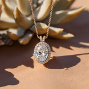 Raw 2ct Oval Halo Lab Diamond Pendant - Fiona Diamonds - Fiona Diamonds