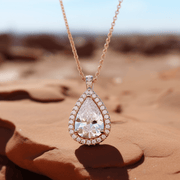 Rolce 1ct pear Halo Lab Diamond Pendant - Fiona Diamonds - Fiona Diamonds