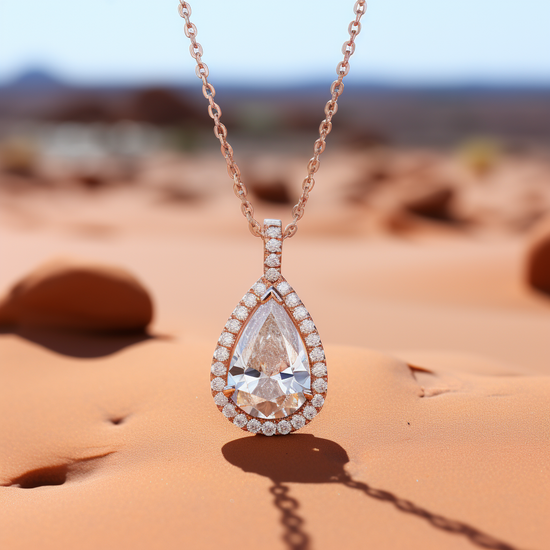 Rolce 2.5ct pear Halo Lab Diamond Pendant - Fiona Diamonds - Fiona Diamonds