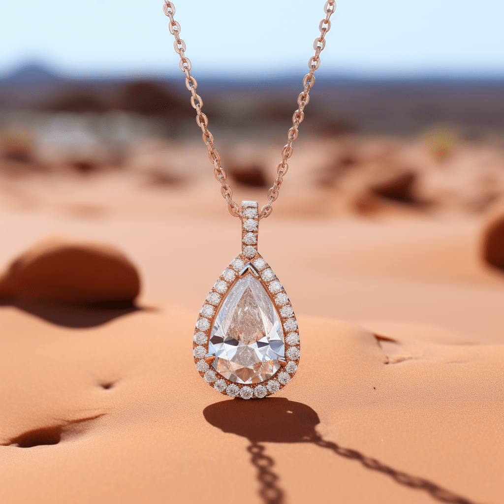 Rolce 0.5 Pointer pear Halo Lab Diamond Pendant - Fiona Diamonds - Fiona Diamonds