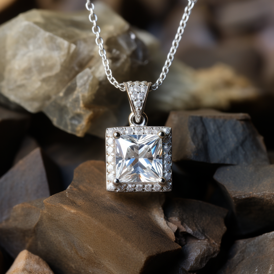 Charmis 2.5ct Princess Halo Lab Diamond Pendant - Fiona Diamonds - Fiona Diamonds