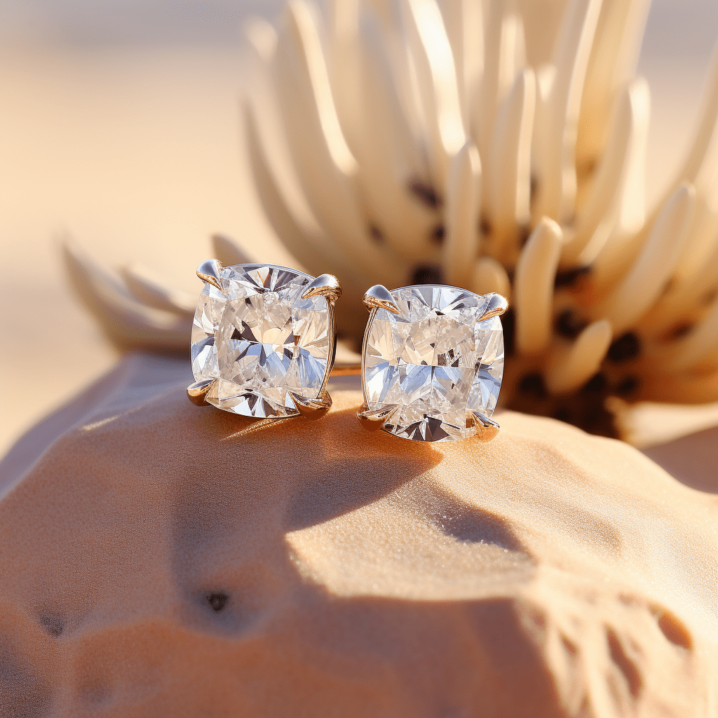 1ct Cushion Halo Lab Diamond Earring - Fiona Diamonds - Fiona Diamonds