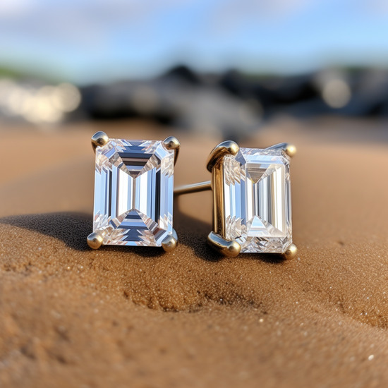 Load image into Gallery viewer, Beaify 1.5ct Emerald Lab Grown Diamond Earrings - Fiona Diamonds - Fiona Diamonds
