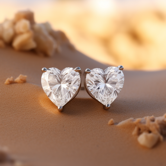 Load image into Gallery viewer, Sofie 4ct  Heart Lab Diamond Stud Earrings - Fiona Diamonds - Fiona Diamonds

