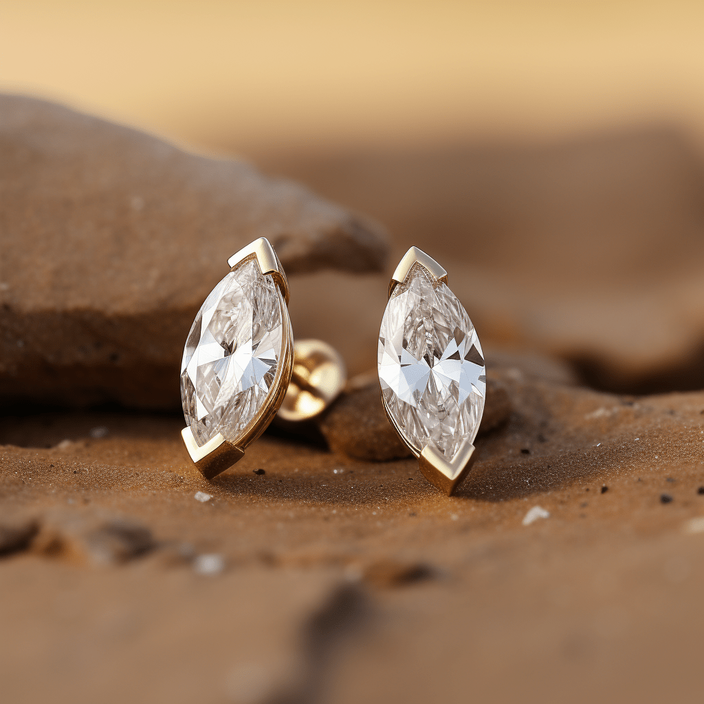 Nova 0.50 Pointer Marquise Lab Diamond  Stud Earrings - Fiona Diamonds - Fiona Diamonds