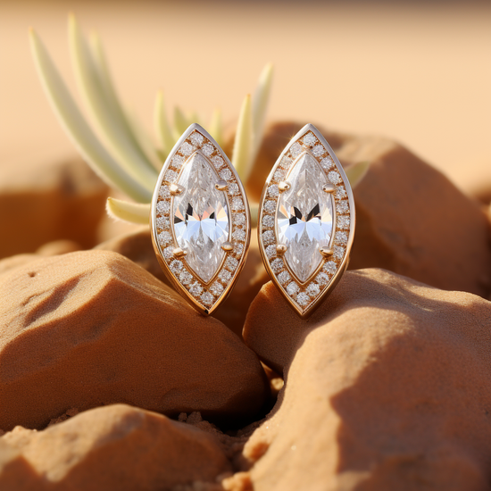 Acesi 2.5ct Marquise Halo Lab Diamond Earring - Fiona Diamonds - Fiona Diamonds
