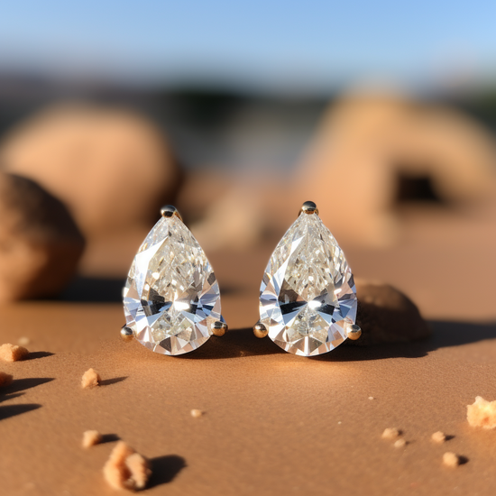 Beaomatic 1ct Pear Lab Diamond Earrings - Fiona Diamonds - Fiona Diamonds