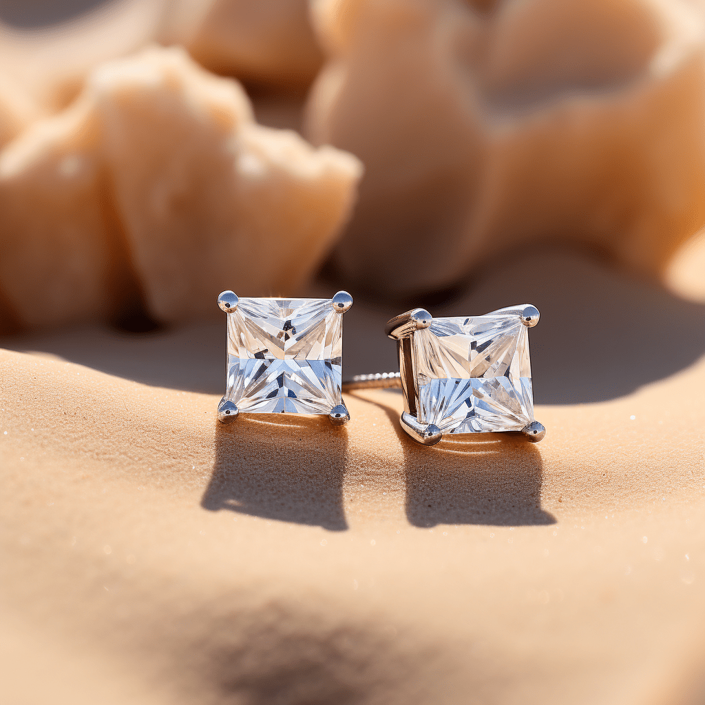 Likhaph 1ct Princess Solitaire Lab Diamond Earrings - Fiona Diamonds - Fiona Diamonds