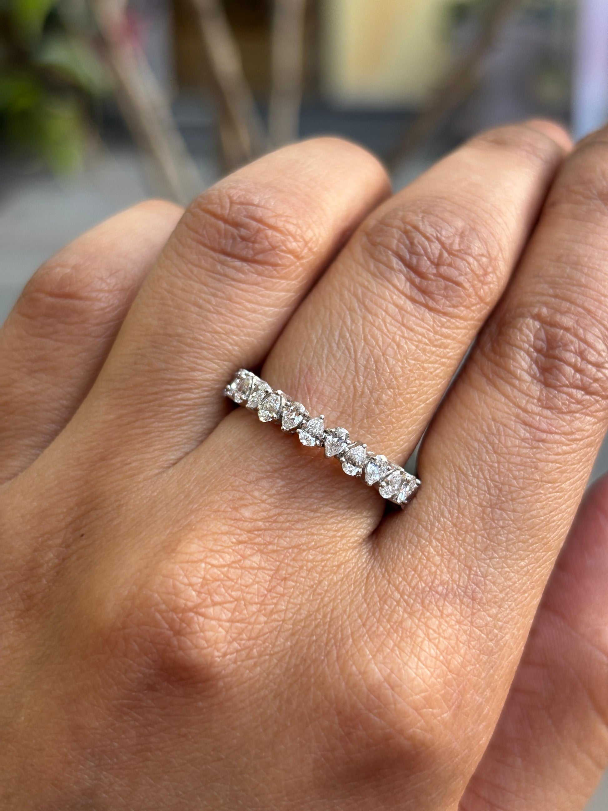 Pear Lab Diamond Eternity Ring in 14K White Gold - Ione by Fiona Diamonds