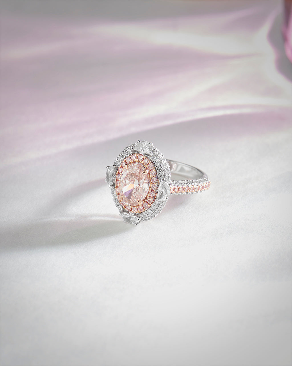 Winslet 2ct Pink Oval Lab Diamond Ring - Romantic Elegance - Fiona Diamonds - Fiona Diamonds