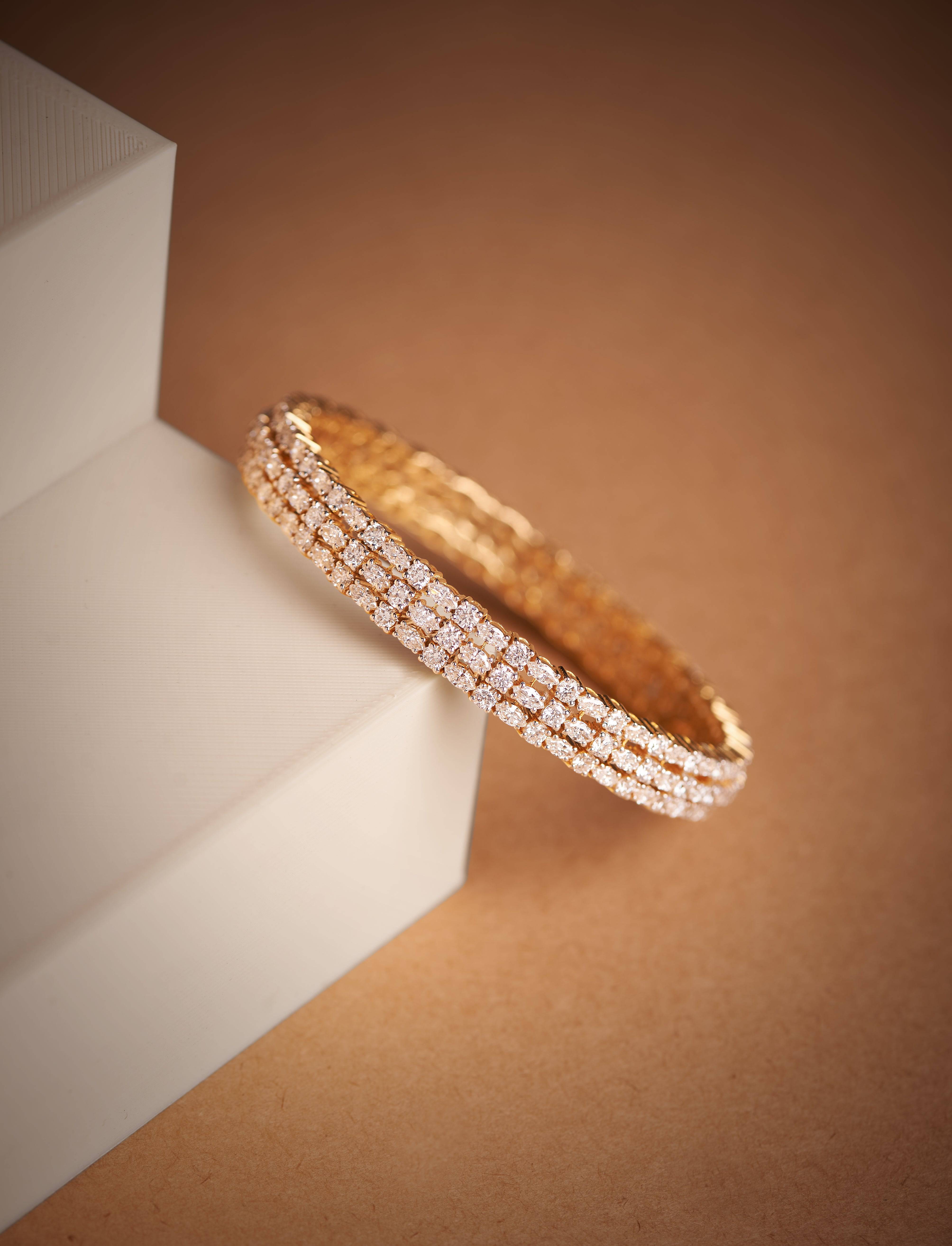 Anne of Brittany Lab Diamond Bangle - Classic Royal Charm - Fiona Diamonds - Fiona Diamonds
