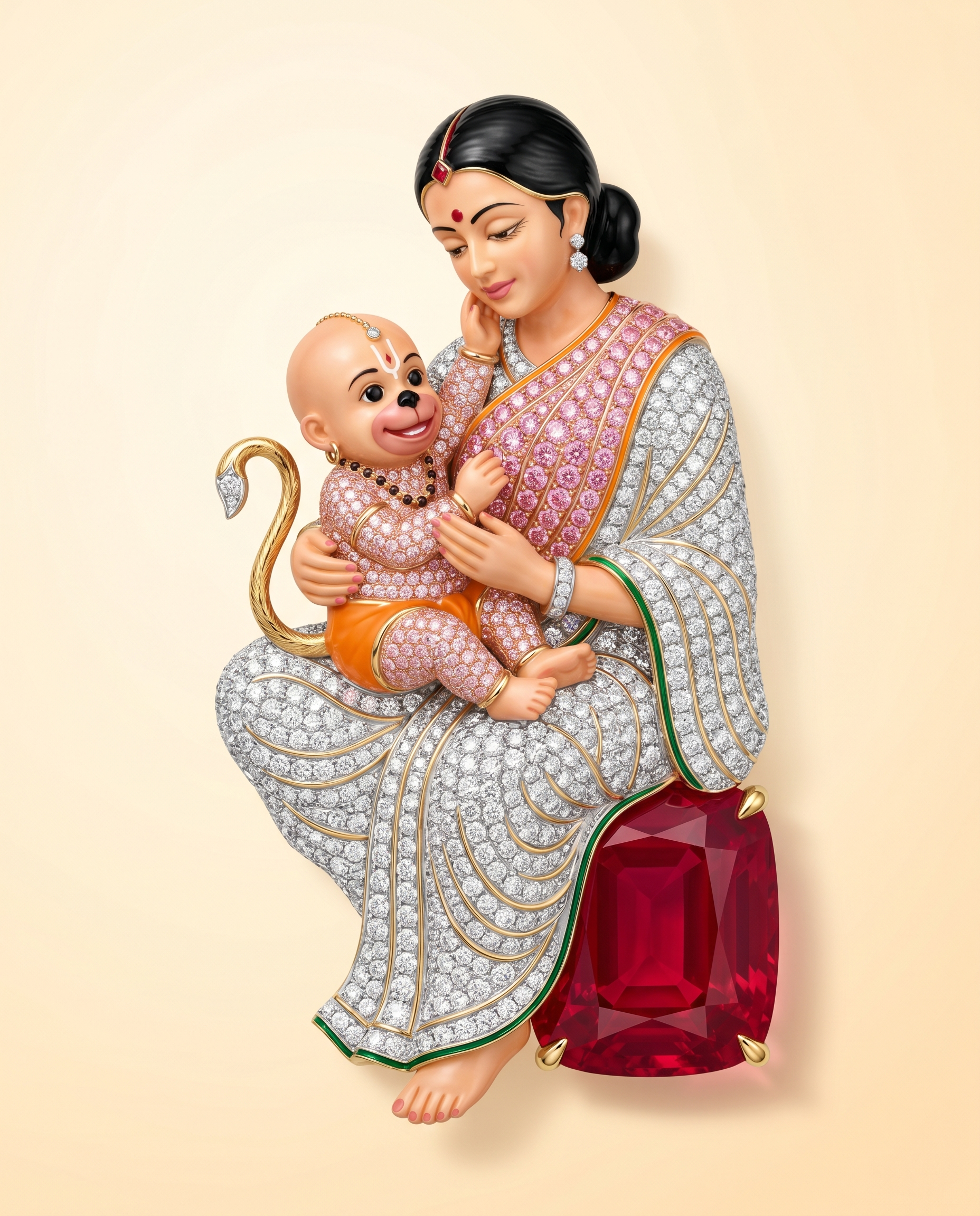 Anjana The Infant The Sapphire Lab Diamond Brooch - Fiona Diamonds - Fiona Diamonds