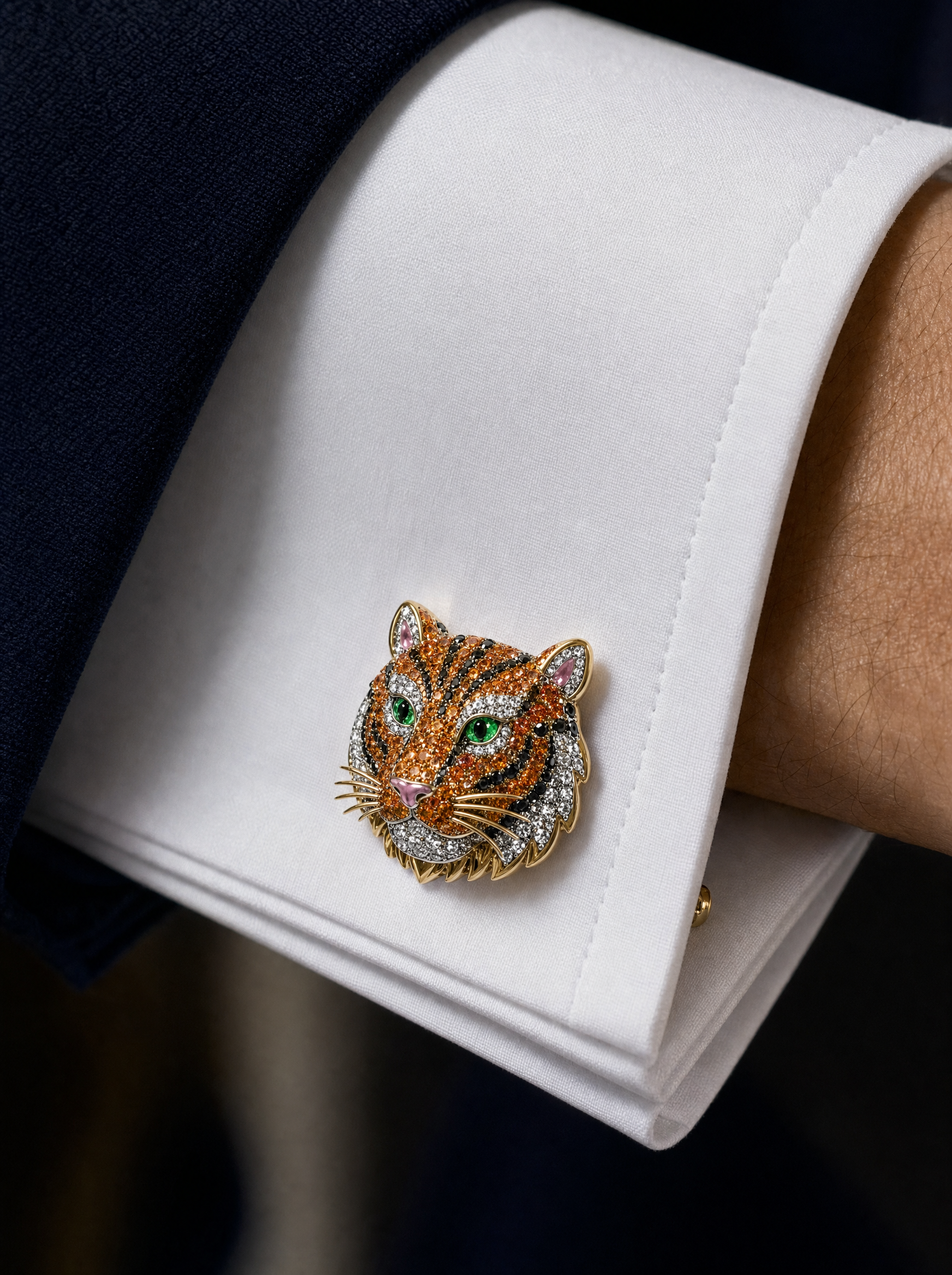 The Tiger II Lab Diamond Cufflink - Fiona Diamonds - Fiona Diamonds