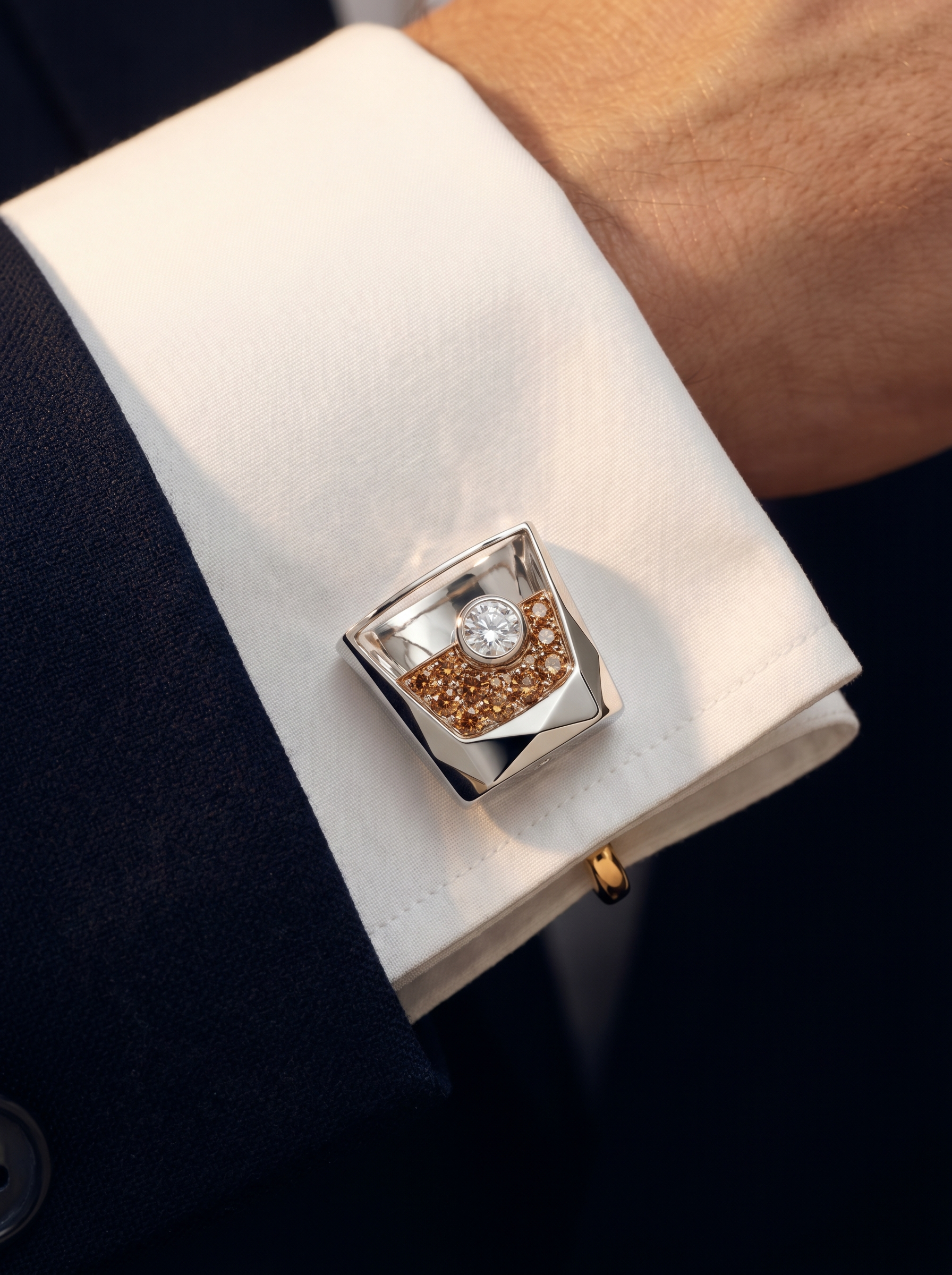 On the Rocks Lab Diamond Cufflink - Fiona Diamonds - Fiona Diamonds