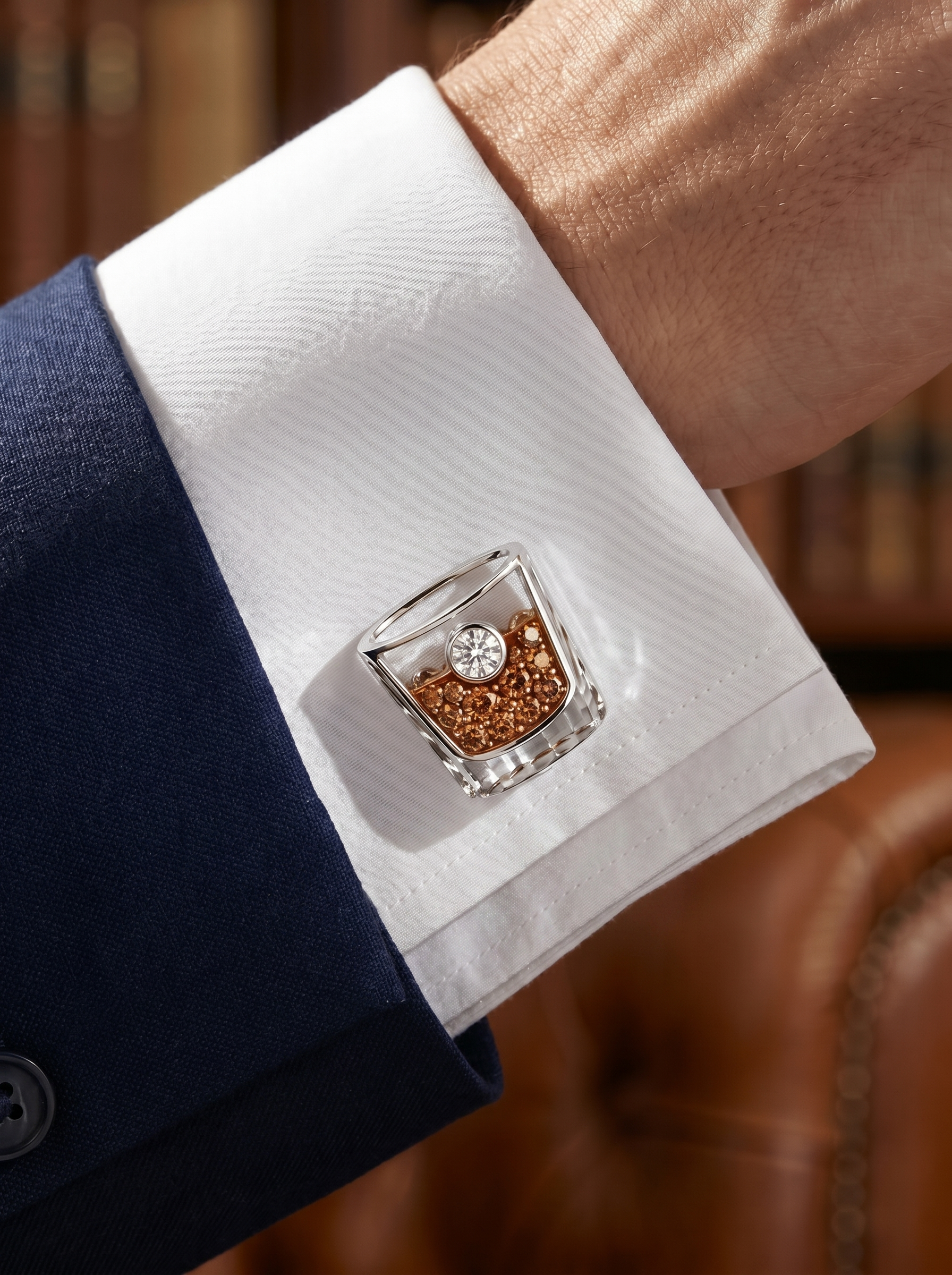 The Scotch Lab Diamond Cufflink - Fiona Diamonds - Fiona Diamonds