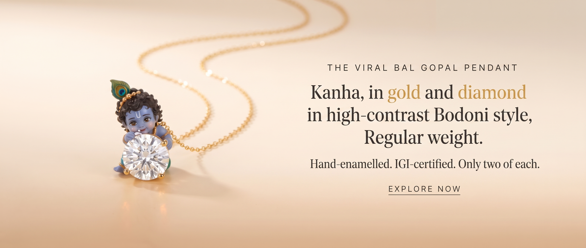 Homepage slide — The viral Bal Gopal pendant (desktop)