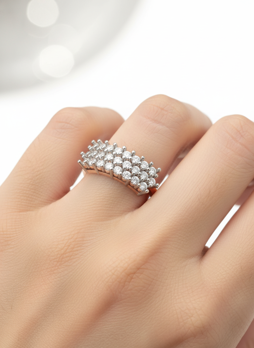 3 Band Half Eternity Lab Diamond Ring