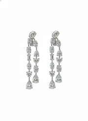 Youlan Pear Lab Diamond Dangler Earrings in 14K White Gold by Fiona Diamonds