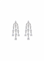 Una Pear Lab Diamond Dangler Earrings in 18K White Gold by Fiona Diamonds