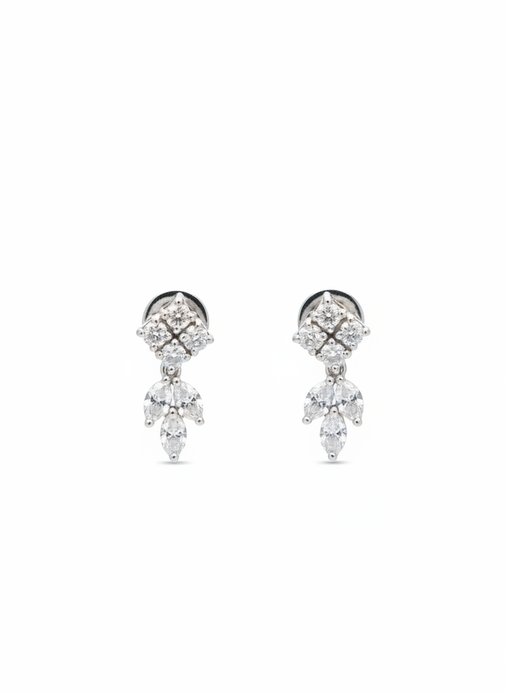 Andromeda Marquise Lab Diamond Earrings in 14K White Gold by Fiona Diamonds