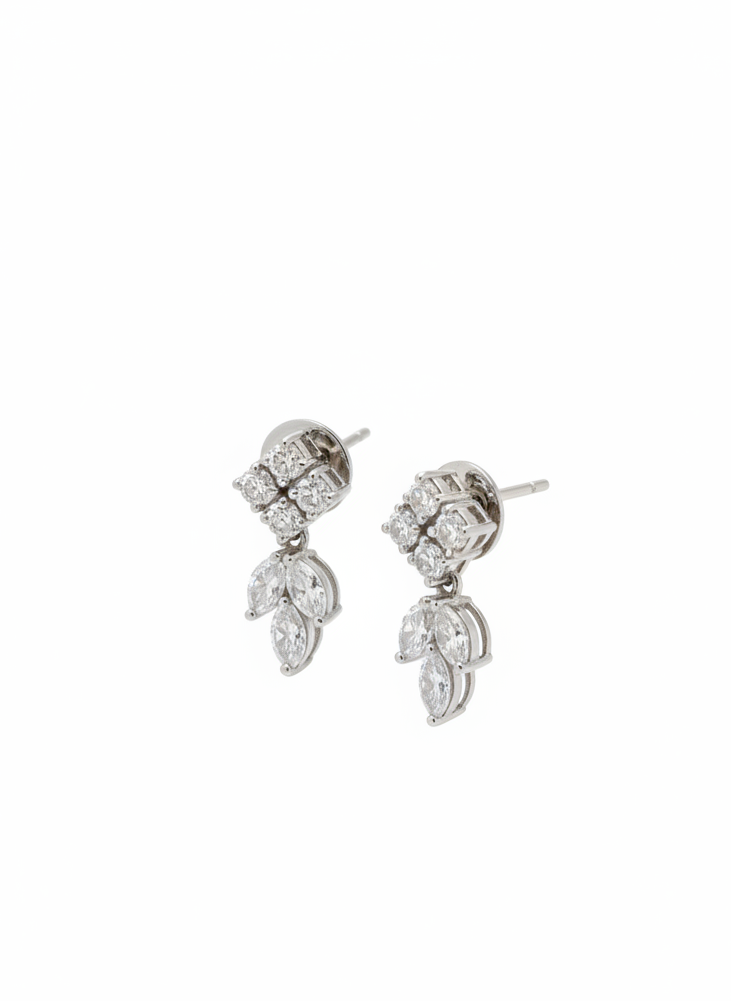 Side view of Andromeda Marquise Lab Diamond Earrings in 14K White Gold - Fiona Diamonds