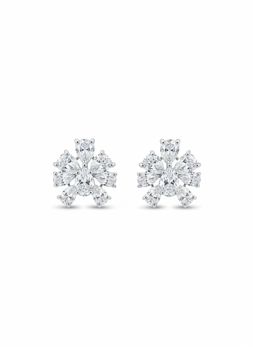 Wynlissara Oval Lab Diamond Earrings in 14K White Gold by Fiona Diamonds