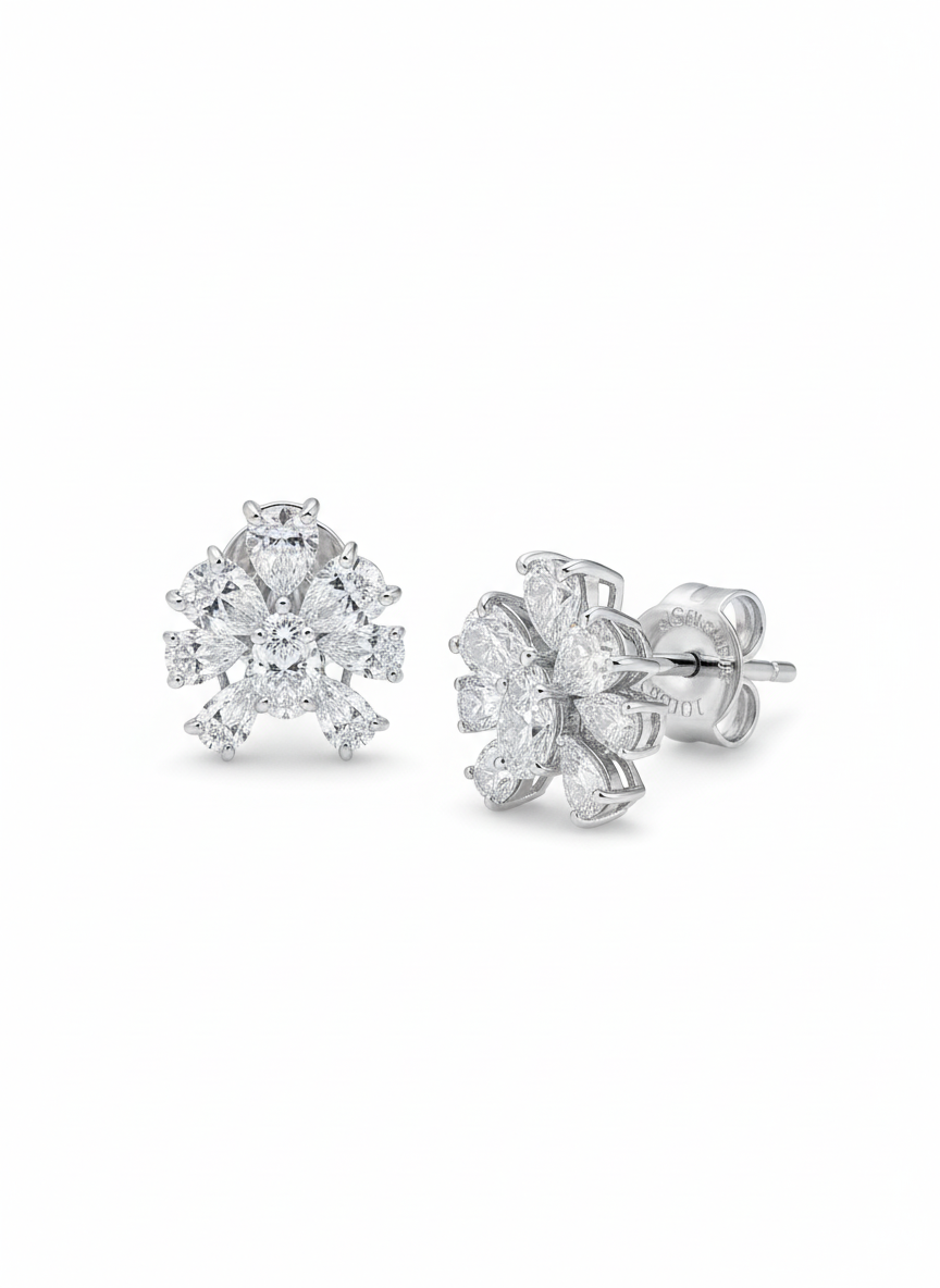Side view of Wynlissara Oval Lab Diamond Earrings in 14K White Gold - Fiona Diamonds