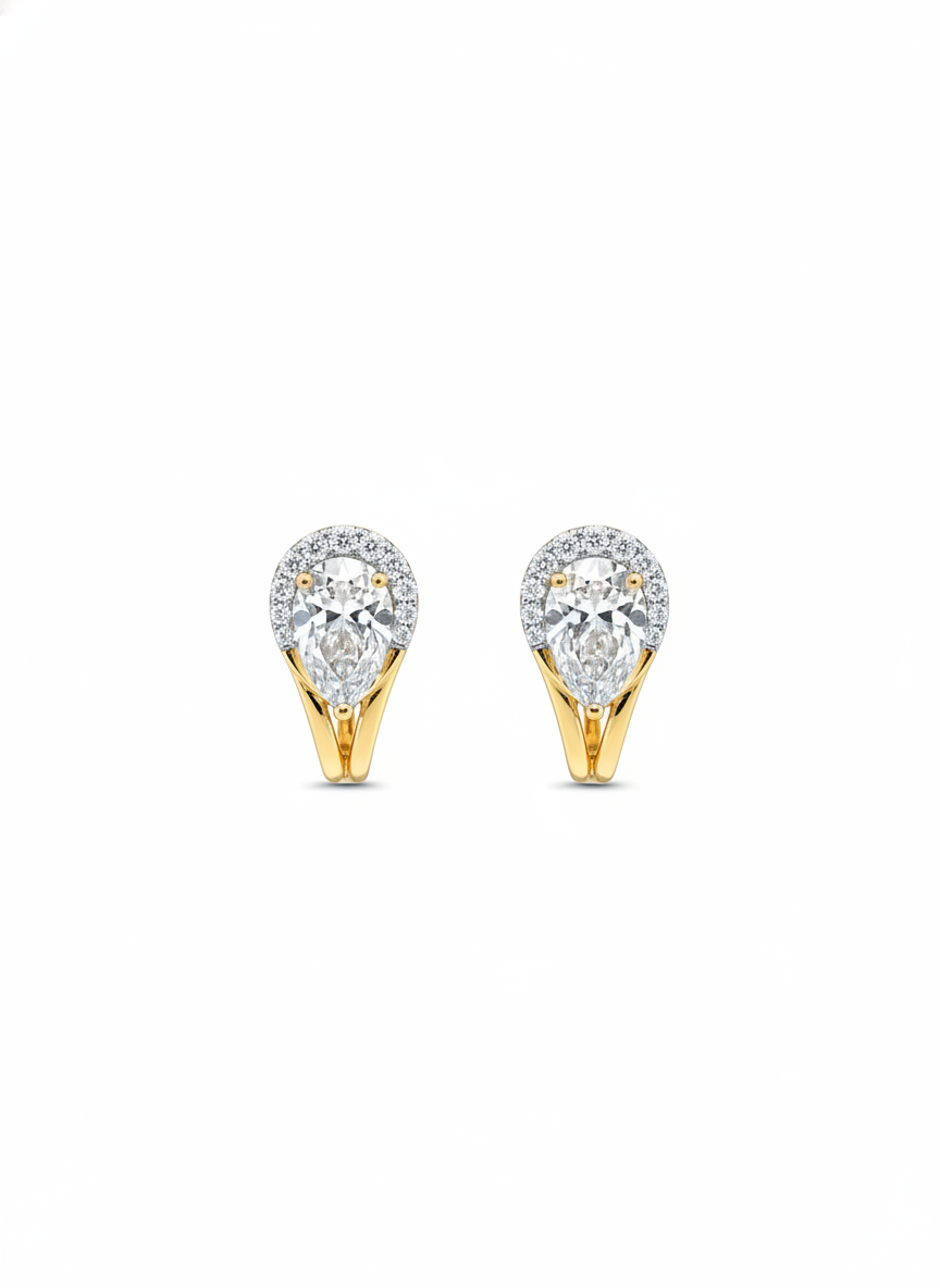 1.10 Carat Pear Pear Lab Diamond Earrings in 18K Yellow Gold by Fiona Diamonds