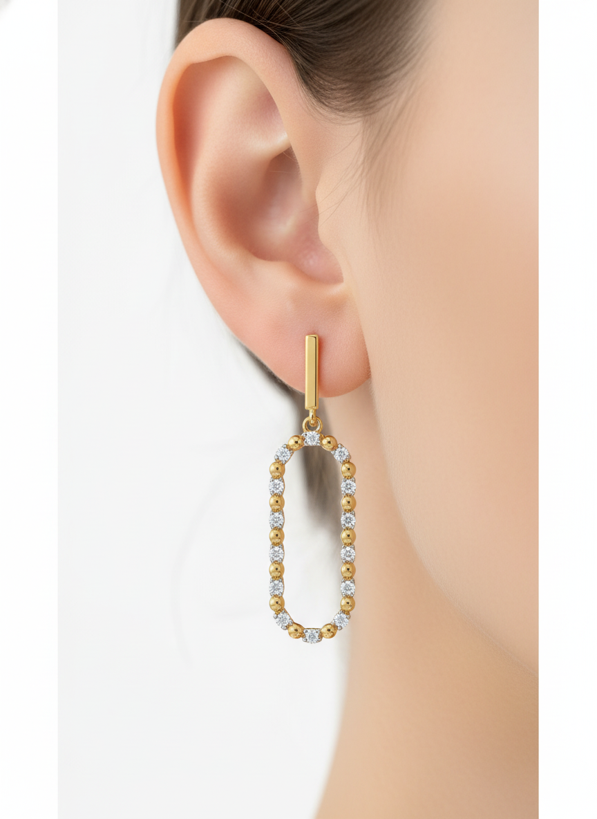 Zyphion Lab Grown Diamond Earring in 18kt Gold Vermeil - Fiona Diamonds - Fiona Diamonds