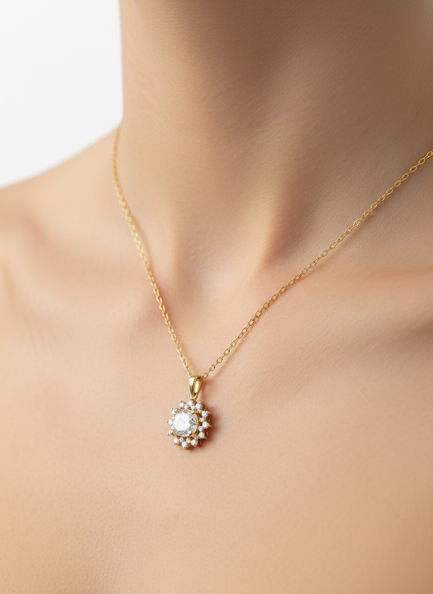Zoryxia Lab Grown Diamond Necklace in 18kt Gold Vermeil - Fiona Diamonds - Fiona Diamonds