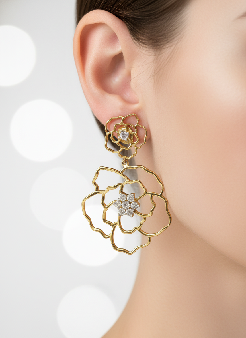 Qyphora Lab Grown Diamond Earring in 18kt Gold Vermeil - Fiona Diamonds - Fiona Diamonds